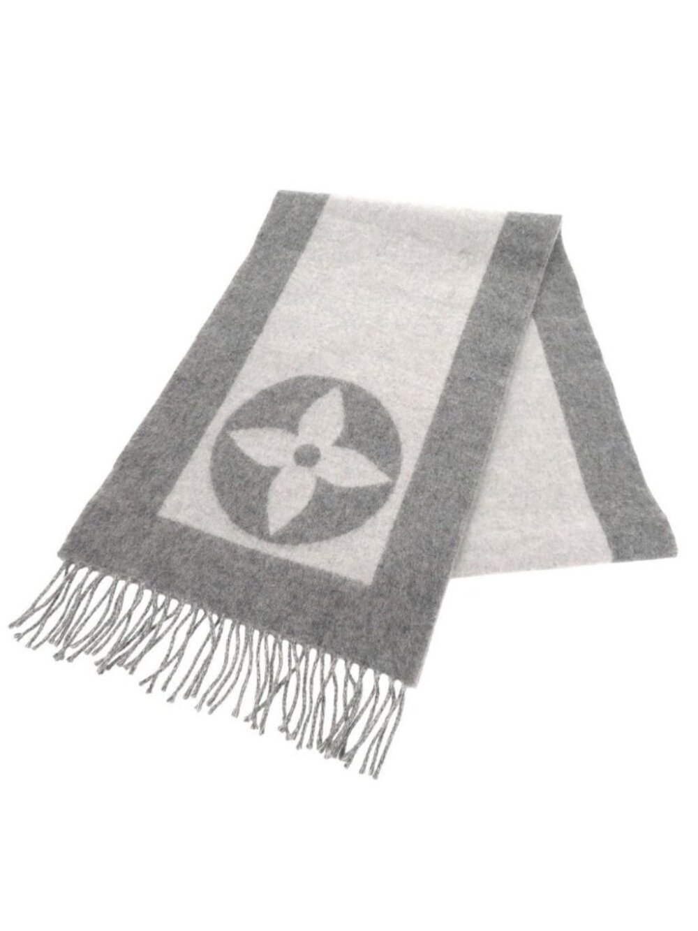 Louis Vuitton Echarpe Cardiff Wool Cashmere Gray Scarf